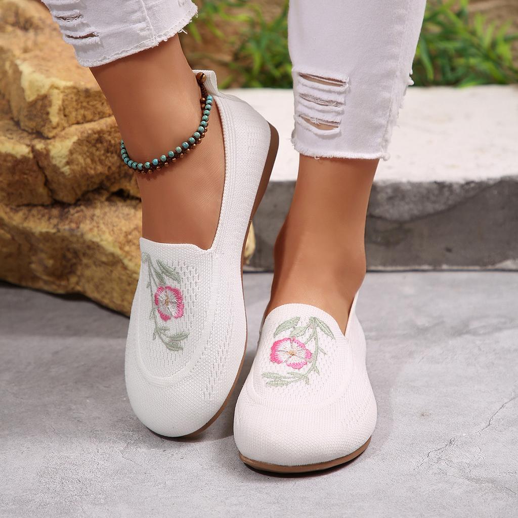 Foreign Trade New Summer Breathable Mesh Women's Single Shoes Embroidered Shallow Mouth Chinese Style Mother Shoes Light and Comfortable Doudou Shoes