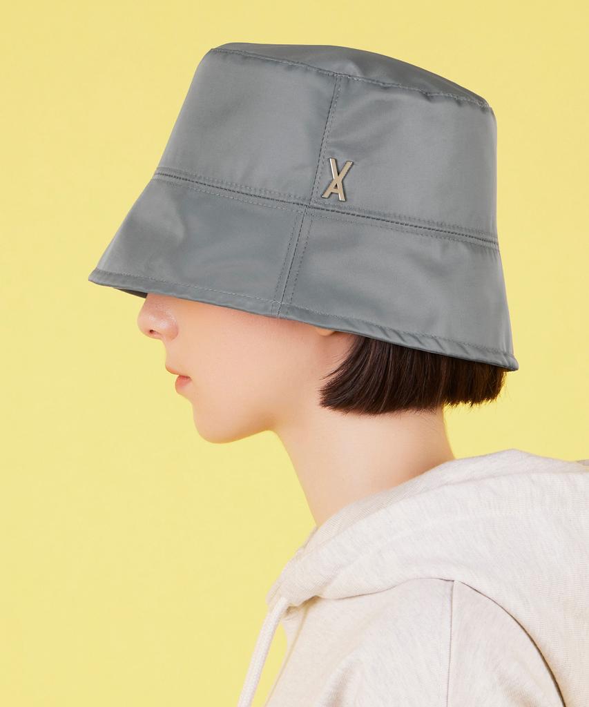 Bajal Studded Drop Oversized Poly Bucket Hat Grey