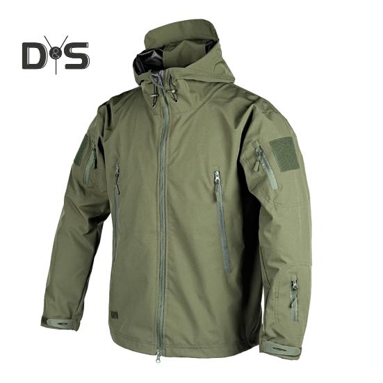 

Чоловіча весна-осінь однотонний тренч з капюшоном і довгими рукавами, кишенями на блискавці, планкою, вітрівка, тепла застібка, стрічка, альпіністська куртка 2XL армія зелений колір