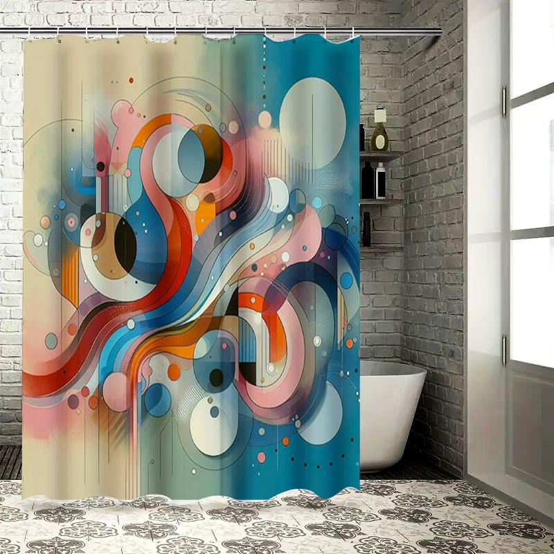 

Bathroom Shower Curtain Waterproof Decorative Print 240X180Cm Abstract Colorful Fabric Bath Mat Raindrop Shower Curtains W60H190(CM)-1 Pcs