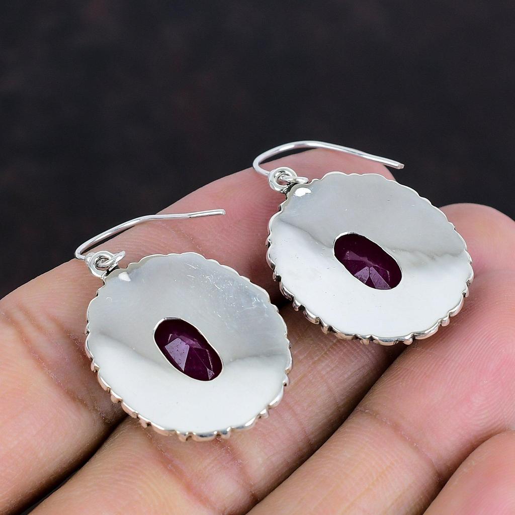 Facettierter Kaschmir-Rubin Ohrring Vintage Edelsteinohrringe Handgefertigter Schmuck 925 Sterling Silber Ohrring Neuestes Design Ohrring Geschenke für Freundin