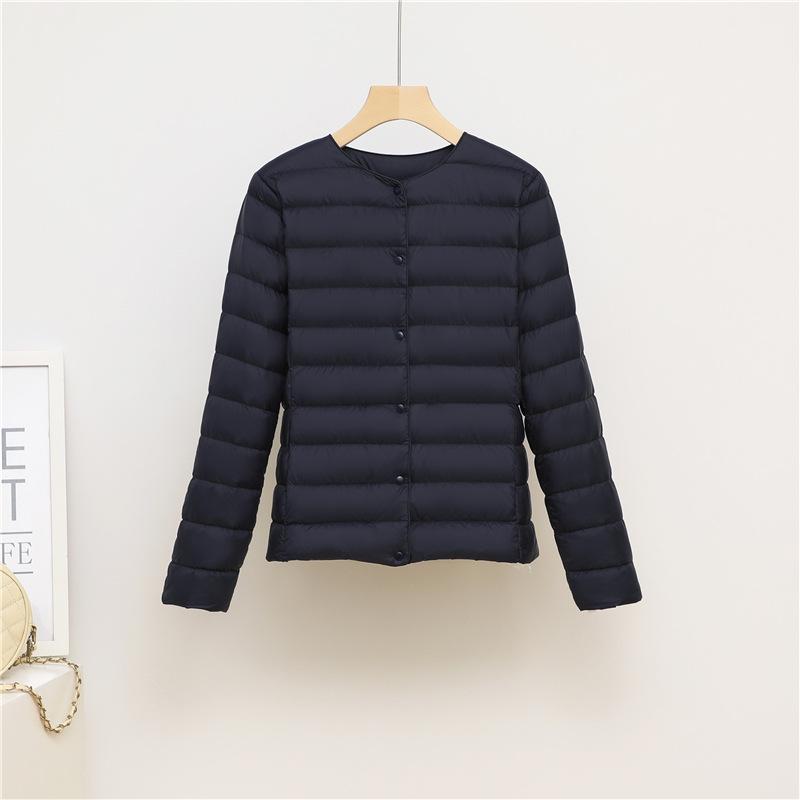 New Light and Thin Round Neck V-neck Down Jacket Women's Warm Liner Short Large Size Jacket Autumn and Winter Women's Collarless