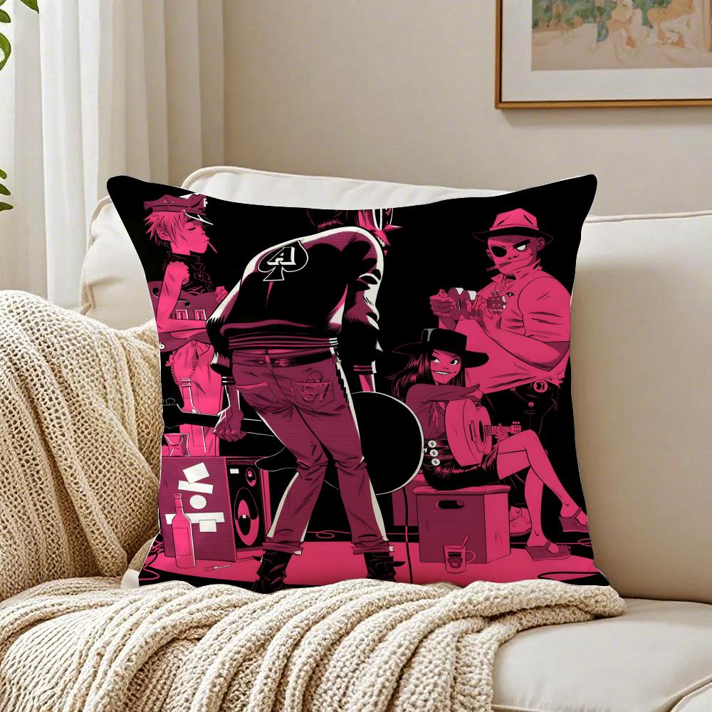 Feel Good Simple Fashion G-Gorillaz Music Cushion Cover Linen Pillowcase Soft For Sofa Bed Home Room Decor