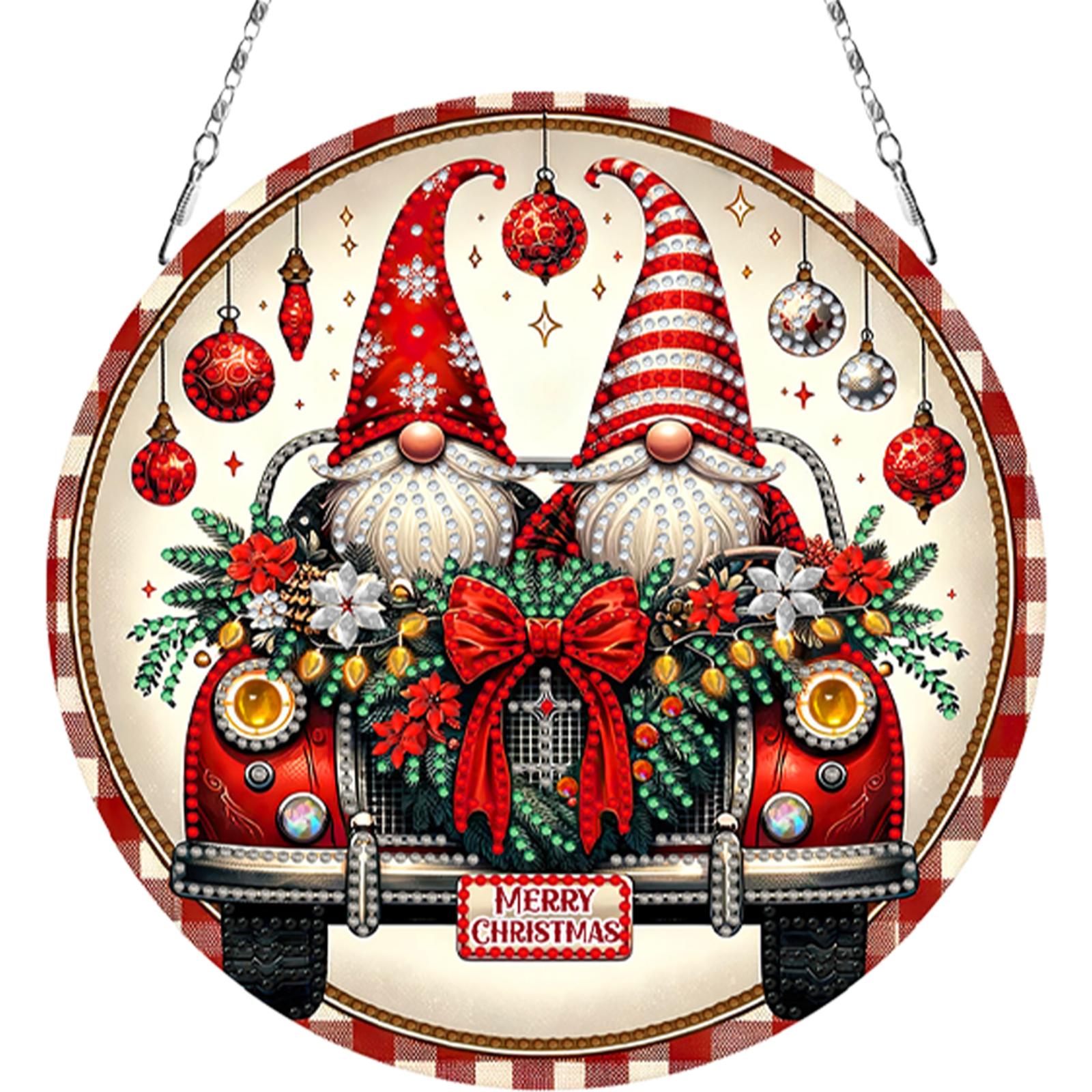 

Christmas 2D Flat DIY Special Shape Hanging Diamond Art Kits Rhinestone Diamond Art Window Pendants DIY Home Decor Hanging Charm