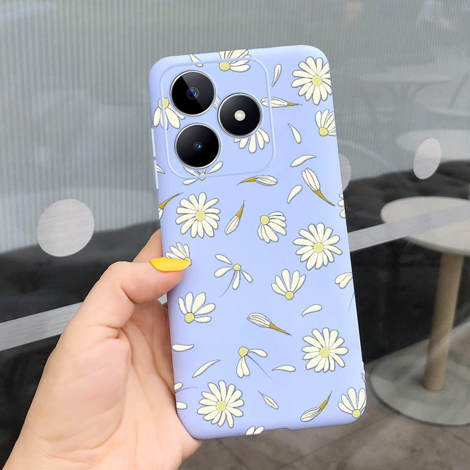 For Realme C53 C51 Cases Shockproof Soft Luxury Silicone TPU Bumper Case For RealmeC51 C 51 C 53 Flower Painting Girly Capa Etui