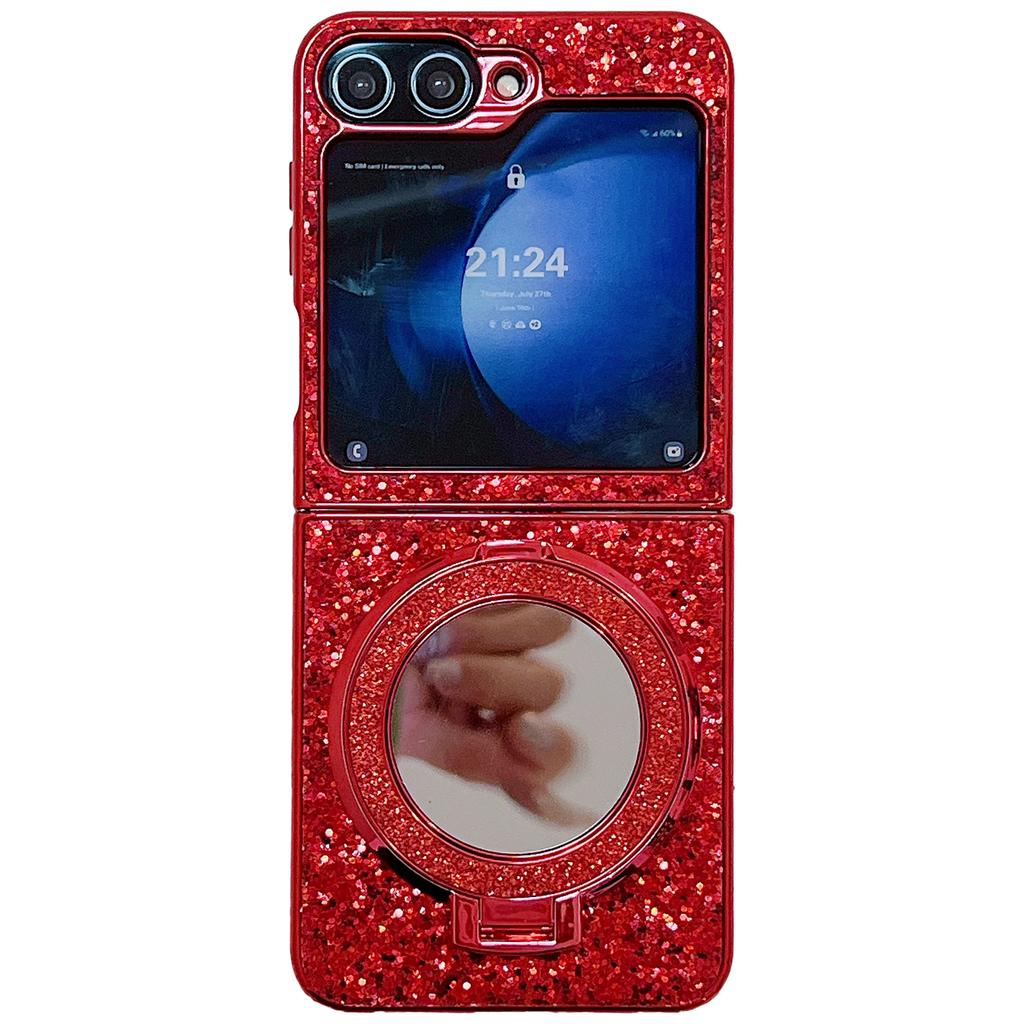 For Samsung Galaxy Z Flip7 FE 5G/Z Flip6 5G Case TPU+PC Kickstand Phone Cover with Mirror