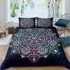 Mandala Purple Galaxy Duvet Cover Boho Chic Petal Flower Bohemian Meditation Gypsy Hippie Floral Exotic Retro Decor Women Gifts