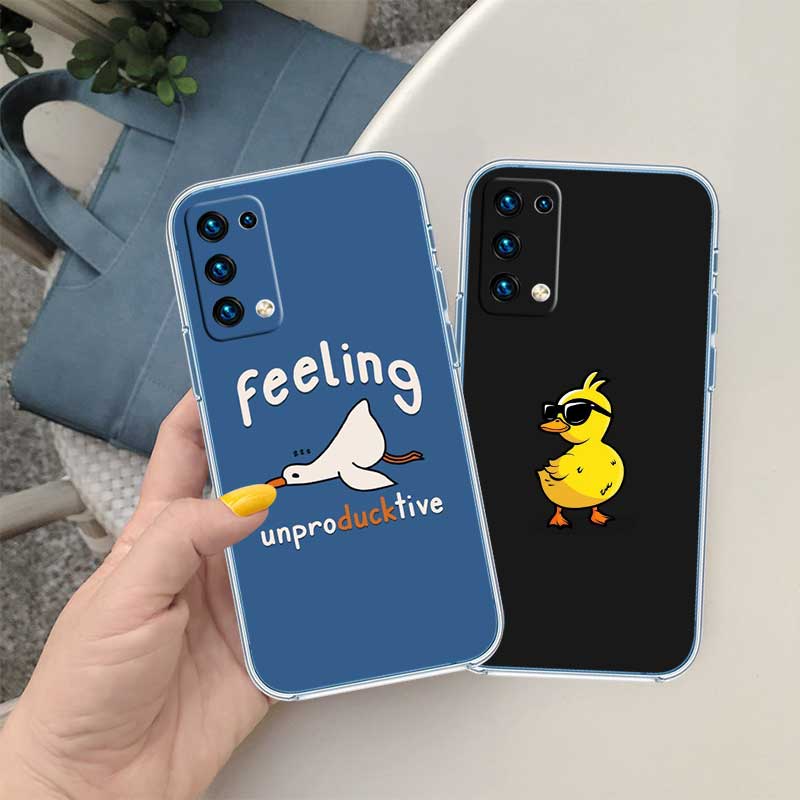 UP27 DUCK Cartoon Transparent Phone Case for Motorola Moto G7 G8 G9 G84 G85 G73 G24 G15 Z2 Play Power Plus