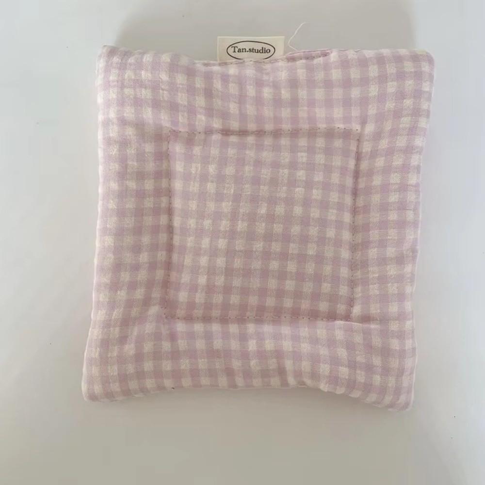 Vintage Hand Made Coaster Korean Style Checked Pattern Cotton Coaster Aesthetic Design Soft Placemats Kitchen Accessory