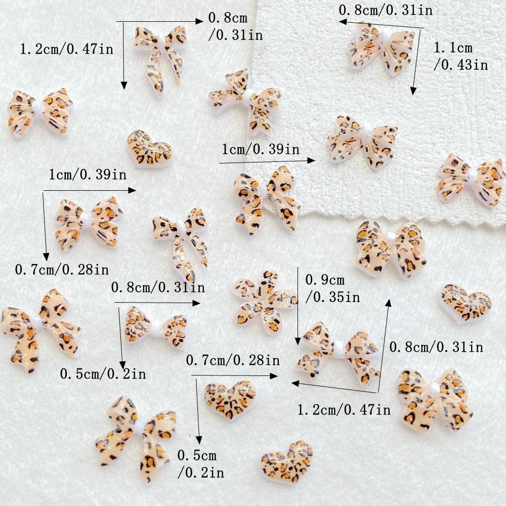 50Pcs Cute Mini Colorful Leopard Print Bow Nail Art Resin Designer Charms DIY Craft For Nail 3D Decorations Jewelry