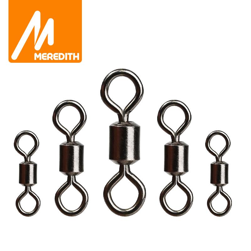 MEREDITH 50 STUKS/Partij Visdraaier Maten Solide Connector Kogellager Snap Visdraaiers Rollende Roestvrij Stalen Kralen