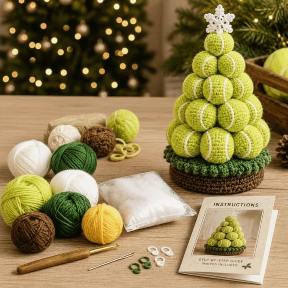 3D Knitted Christmas Tree Craft Set Sports Ball Christmas Tree Material Kit Home Decoration