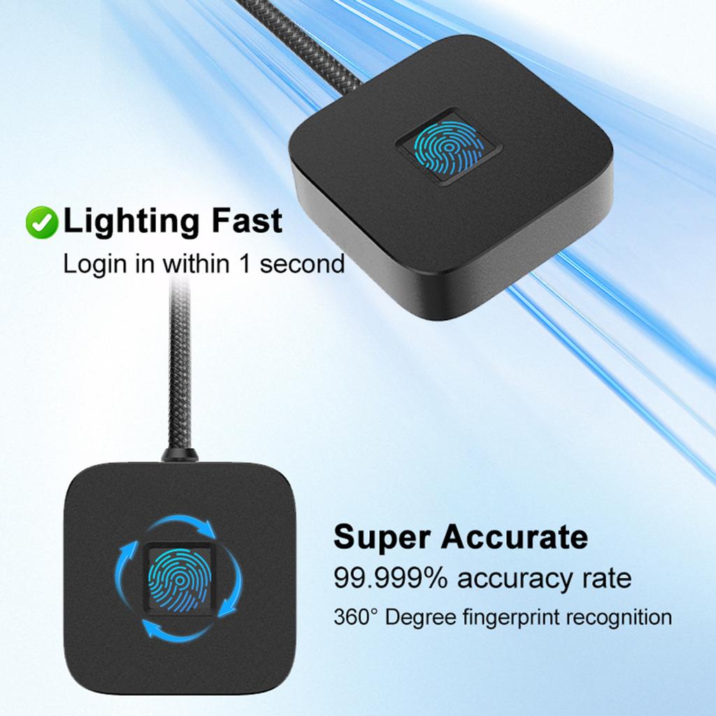 USB Fingerprint Reader For Windows Hello Fingerprint Reader with 5ft Cable Fingerprint Scanner for Windows 10/11