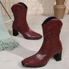 Fashion Aphixta Western Ankle Boots for Women Square Heel Zip Closure Wine Red Big Size 43 Modern Woman Boots Concise Fashion Shoes