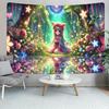 Fantasy Magic Forest Cat Ear Girl Tapestry, Fairy Tale Wall Art for Bedroom Living Room Decor