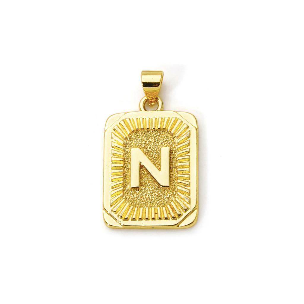 2pcs Letter Brass Charm Pendant 18K Gold Plated Rectangle " A-Z "Pendants For DIY Making Necklace Jewelry Findings 27mm X 16mm