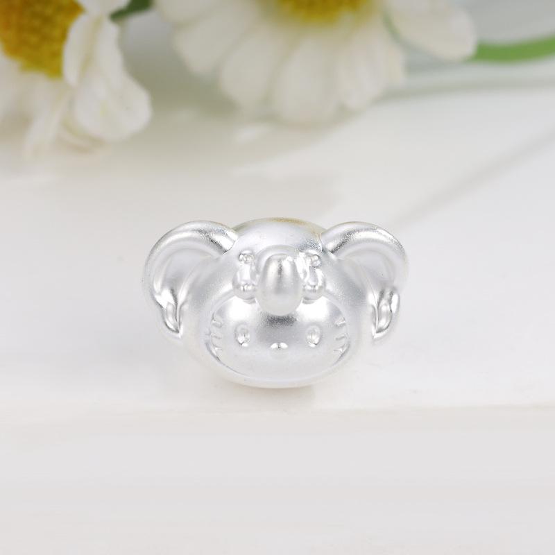 Sterling Silver 999 Hello Kitty Elephant Beaded Rope Charm
