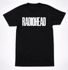 T-shirt Nera con Logo Testuale Tradizionale dei Radiohead Maglietta Grafica Band Rock Alternativo