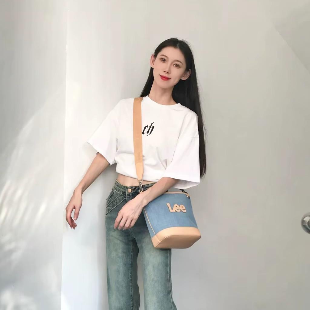 New Lee Fabric+Artificial Leather Crossbody Bucket Bag, Shoulder Bag Regular Women's LE240071M-521