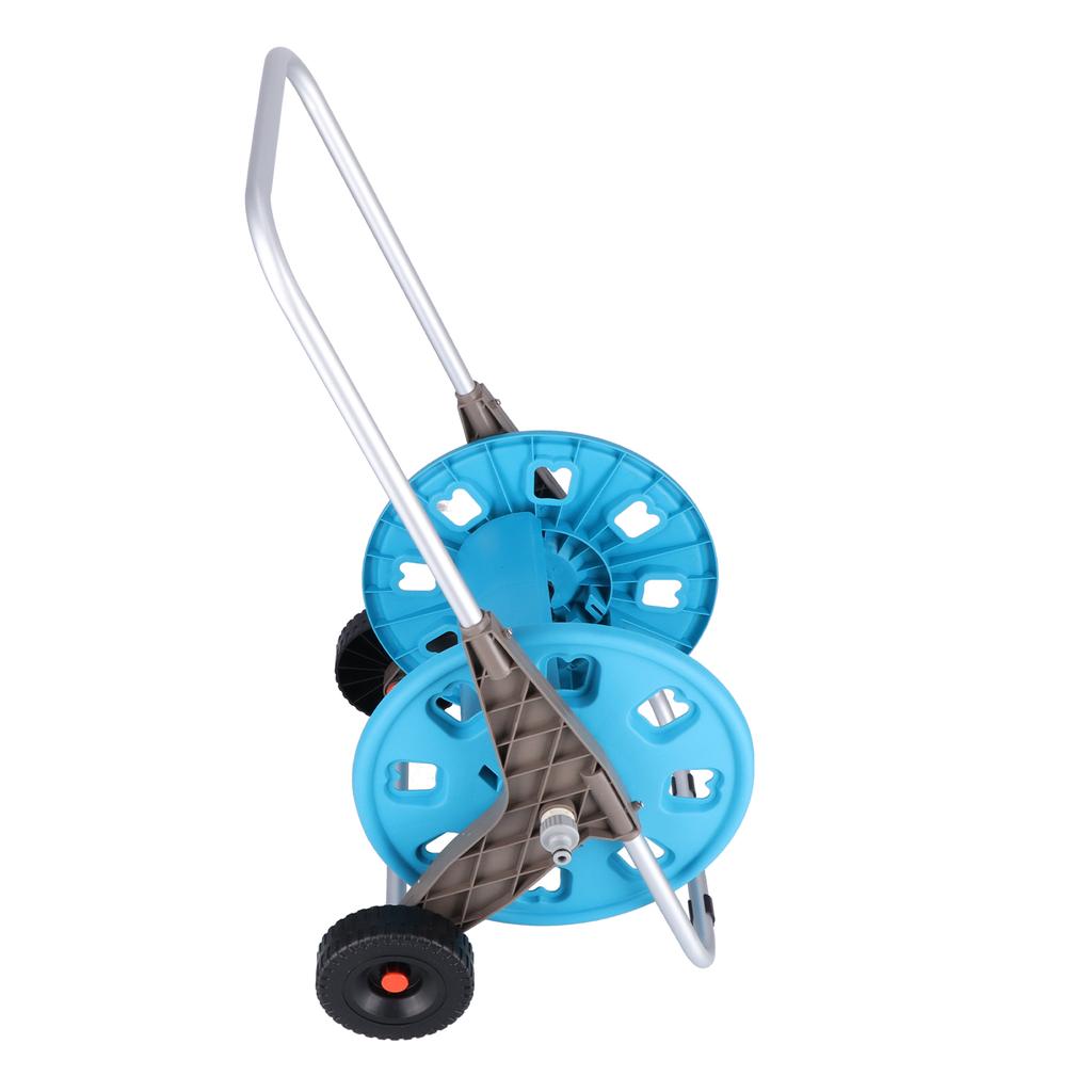 G1/2 Garden Hose Reel Cart Portable Hand Push Type Retractable Water Pipe Storage Cart for 80m Hose