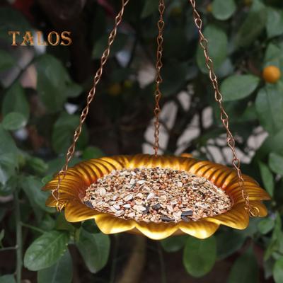 Bandeja Colgante para Alimentar Aves Silvestres Metal Forma de Flor Bandeja para Alimentar Semillas Decoración de Jardín Exterior para Patio Trasero Césped Patio