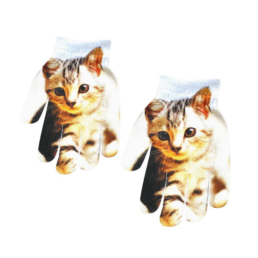 Children Kids Winter Warm 3D Animal Print Knitted  Pet Cute Gloves Fashion