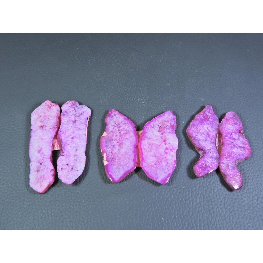 Dyed Slice Druzy Agate Matched pair Cabochon Loose Gemstone 3Pair Lot 251Cts A-721