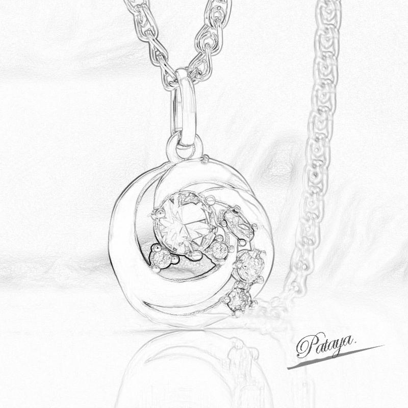 PATAYA Rose Gold Color Tiling Mixed Color Artificial Zirconia Geometric Pendant And 50cm Necklace
