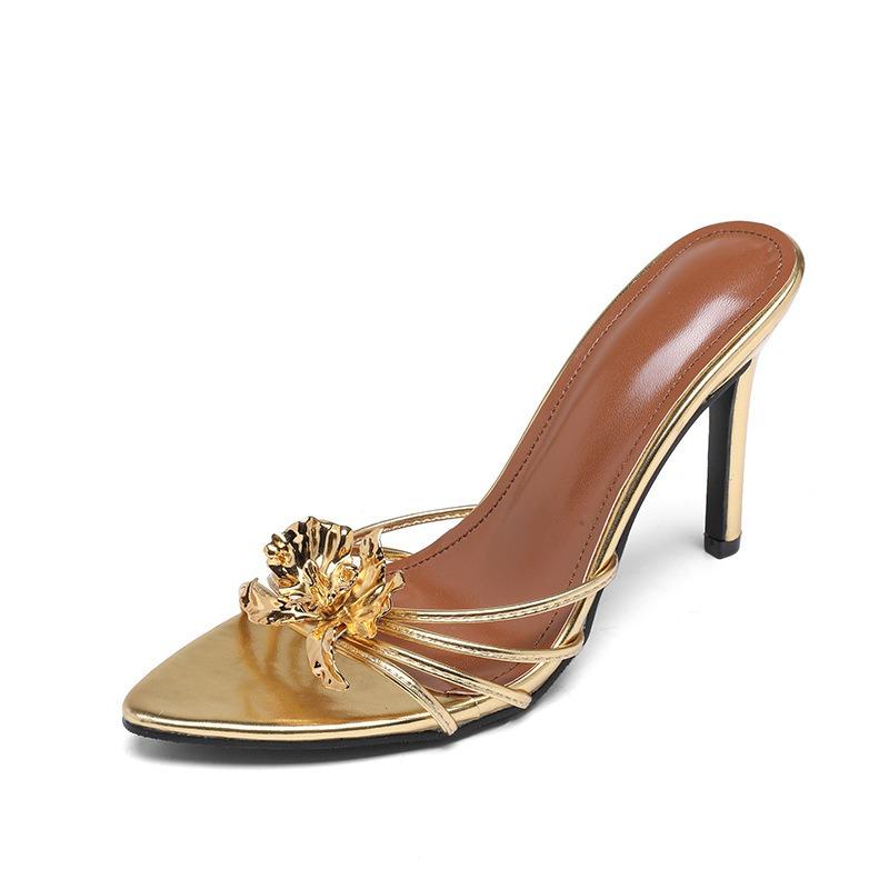 High-heeled Slippers Summer New Style Fashion Versatile Pointed Toe Simple Temperament Thin Heel Women's Sandals
