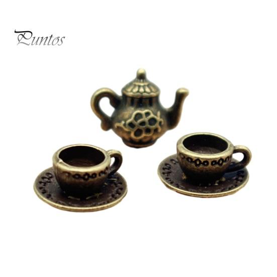 5 Stück/Set 1:12 Puppenhaus-Teekannen-Set, Miniatur-Teekanne, Teetasse, Untersetzer, Modell-Set, Esstisch, Modell, Dekor, Spielzeug, Puppenhaus-Zubehör