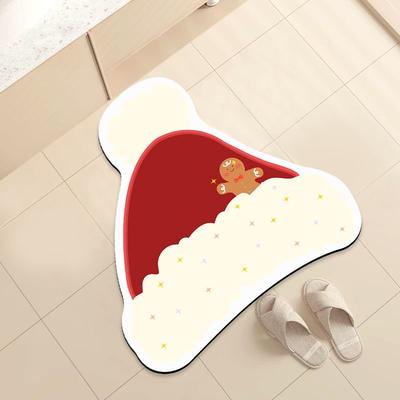 Diatom Mud Christmas Floor Mat, Festive Atmosphere Foot Mat, Bathroom Toilet Absorbent Anti Slip Mat, Bathroom Quick Drying Mat