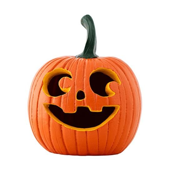 Halloween Pumpkin Figurine Spooky Resin Curved Pumpkin Sculpture Autumn Farmhouse Table Decoration for Front Porch Mantel Home Desk Decor