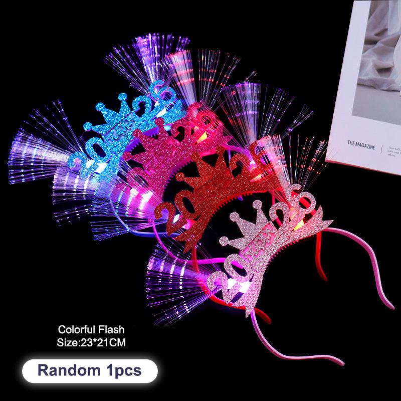 Led Glowing Colorful Headband Festive Party Props 2026 Happy  Year Light Up Headband Party Headdress For Children Adults