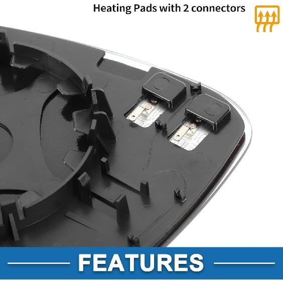 Right Side Mirror Glass Replacement No.7P6857522B/7P6857522C W/Backing Plate for Volkswagen Touareg 2010-2018