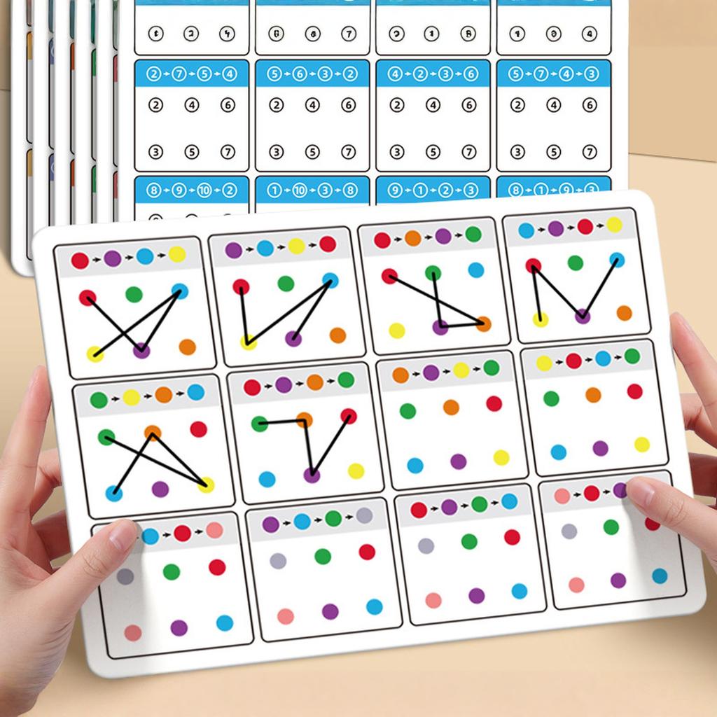 12-Page Reusable Erasable Pen Training Connection Card Set with Colorful Tracking Cards & Sticky Notes - Memory Improvement