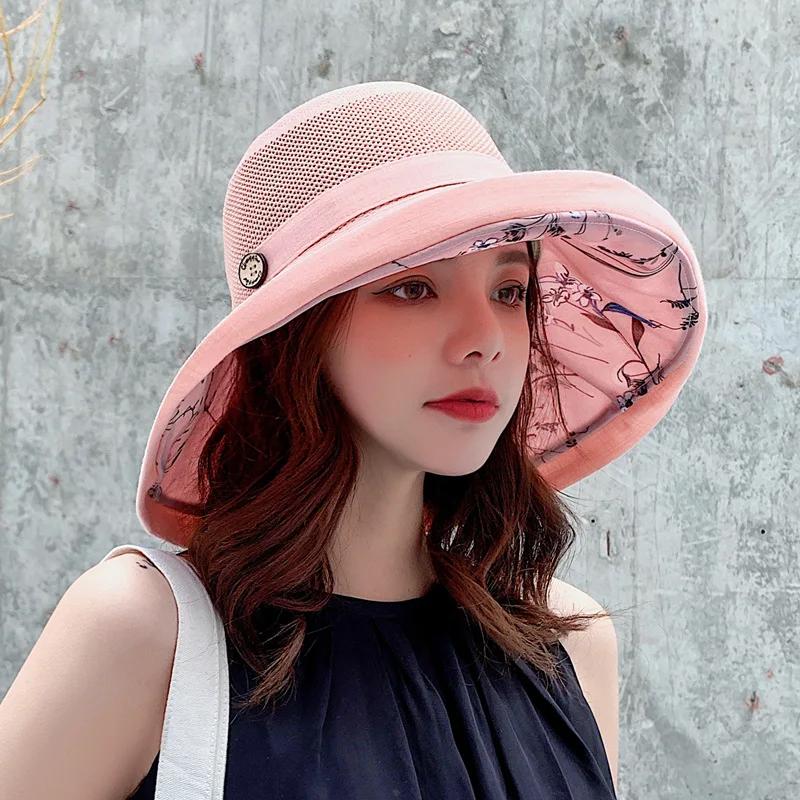 

Summer Mesh Sun Hats for Women UV Protection Wide Brim Packable Beach Bucket Hat M (56-58cm) розовый