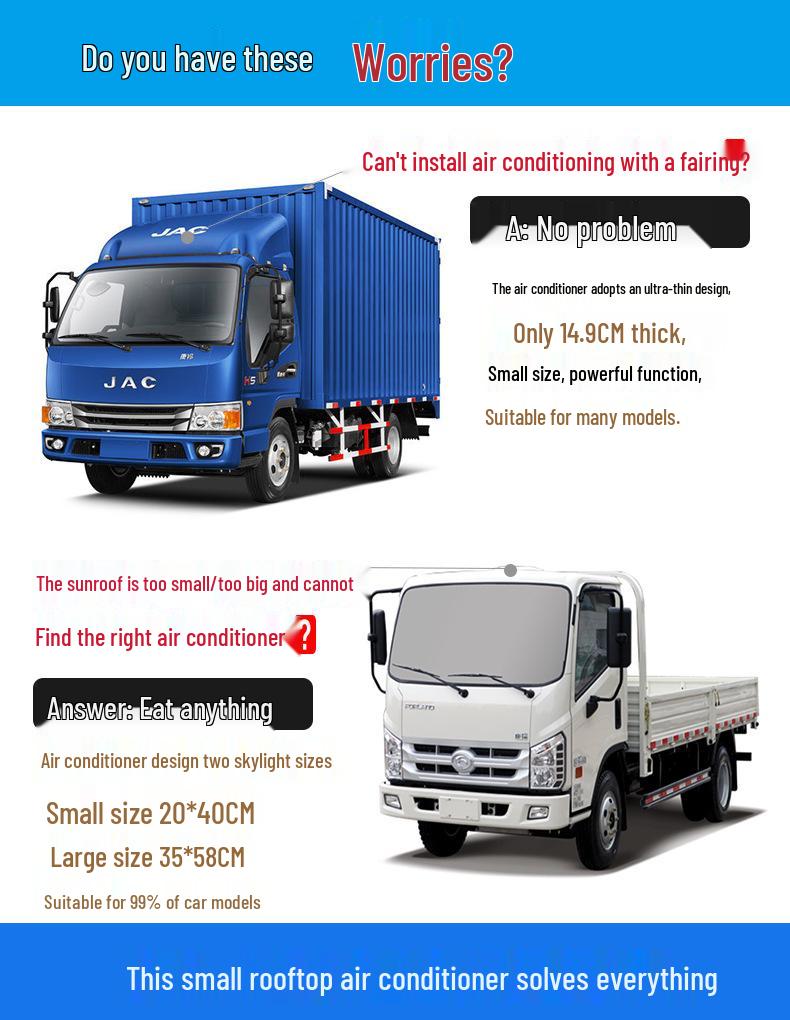 12V Vehicle-Mounted Parking Air Conditioner: High-Intelligence Variable Frequency Cooling & Heating System for RVs, Trucks, and Lorries
