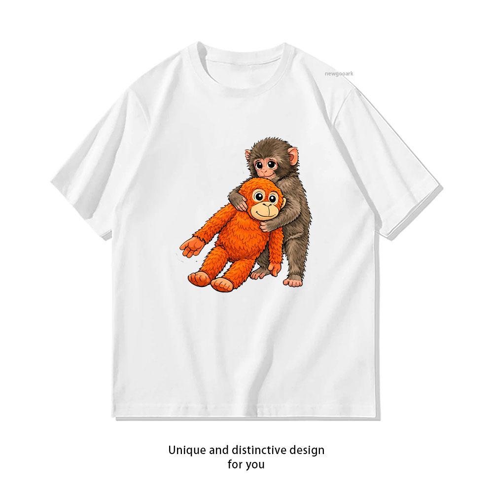 Punch monkey and stuffed animal punch fan viral video japan Classic TShirt Women Unisex Casual cotton printed t shirts Oneck S
