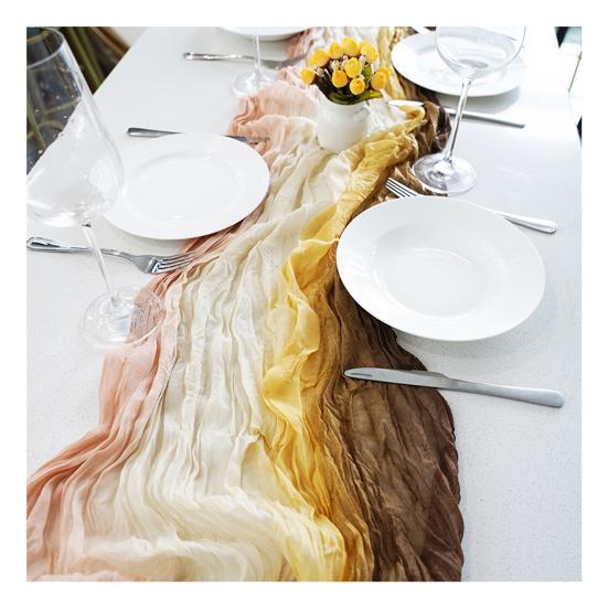 6Ft Cheesecloth Table Runner Bohemian Table Runner Farmhouse Table Runner for Wedding Holiday Birthday Bridal Shower Party One Size D