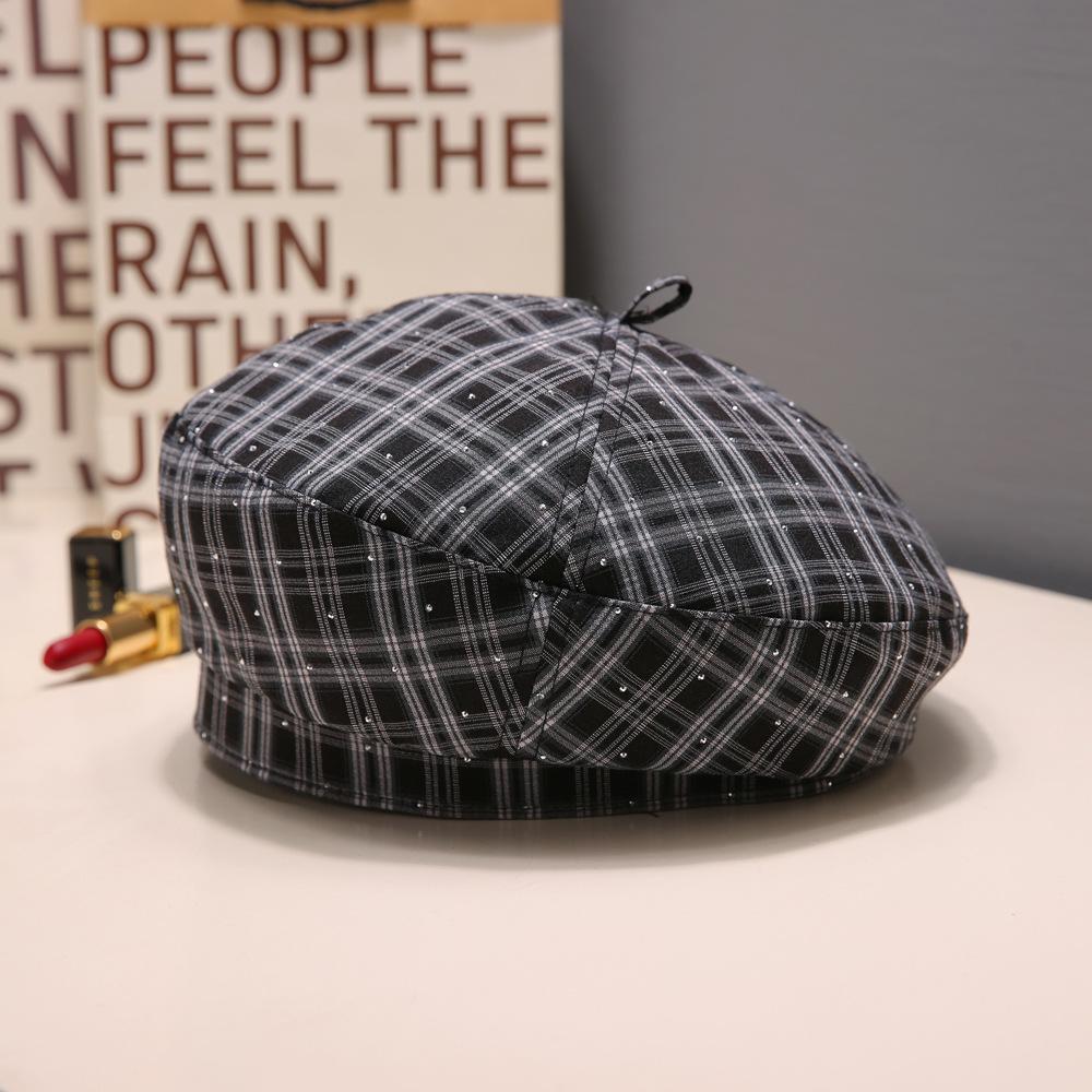 

Берет 2025 новый горячий бриллиантовый модный бутон аниса звездчатого шляпа весна и лето универсальный дышащий лицо маленькая шляпа художника Adjustable чёрный