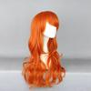 Anime Wig 60cm Heat Resistant Lolita Style Harajuku Fashion Orange Soft Wave Long Curly Nami Style Anime Cosplay Wig Costume Wig with Wig Net