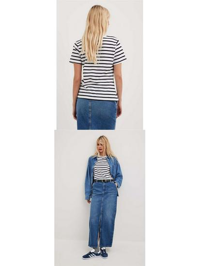 2026 Spring/Summer European & American Trend: Versatile Striped Round Neck Casual Short Sleeve T-Shirt