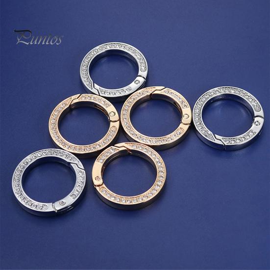 Key Ring Double-sided Rhinestone Compressible Spring Exquisite Portable Multipurpose Decorate Zinc Alloy Spring Keyring Key Chain Buckle Car Accessory