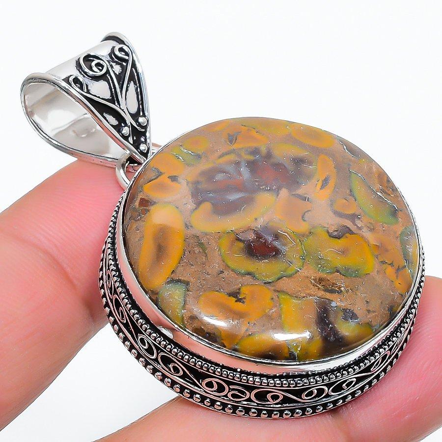 

Винтажный кулон ручной работы из бамбуковой яшмы с этническим ювелирным камнем 2,01 дюйма VR-2053