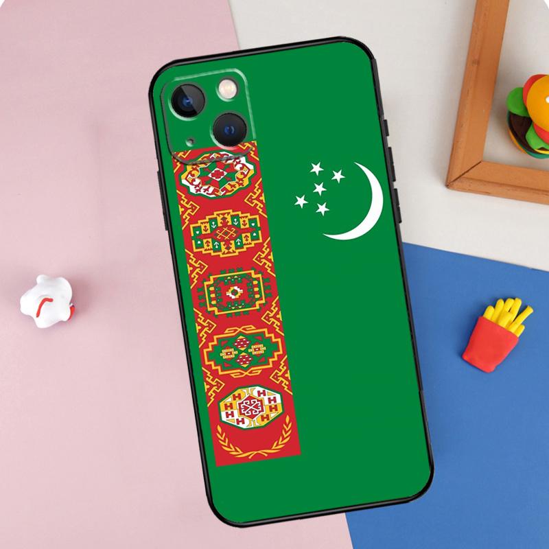 Turkmenistan Flag Phone Case For iPhone 15 Pro Max 11 12 13 14 16 Pro Max Mini XR 16e 15 16 Plus Cover Shell