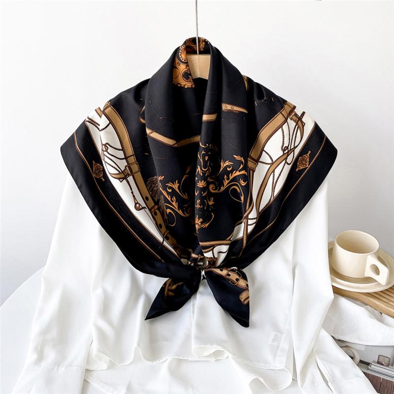 90*90cm Printed Flora Square Shawls Wrpas Scarves Ladies Kerchief Neckerchief Head Hijab Lady Headband Foulard