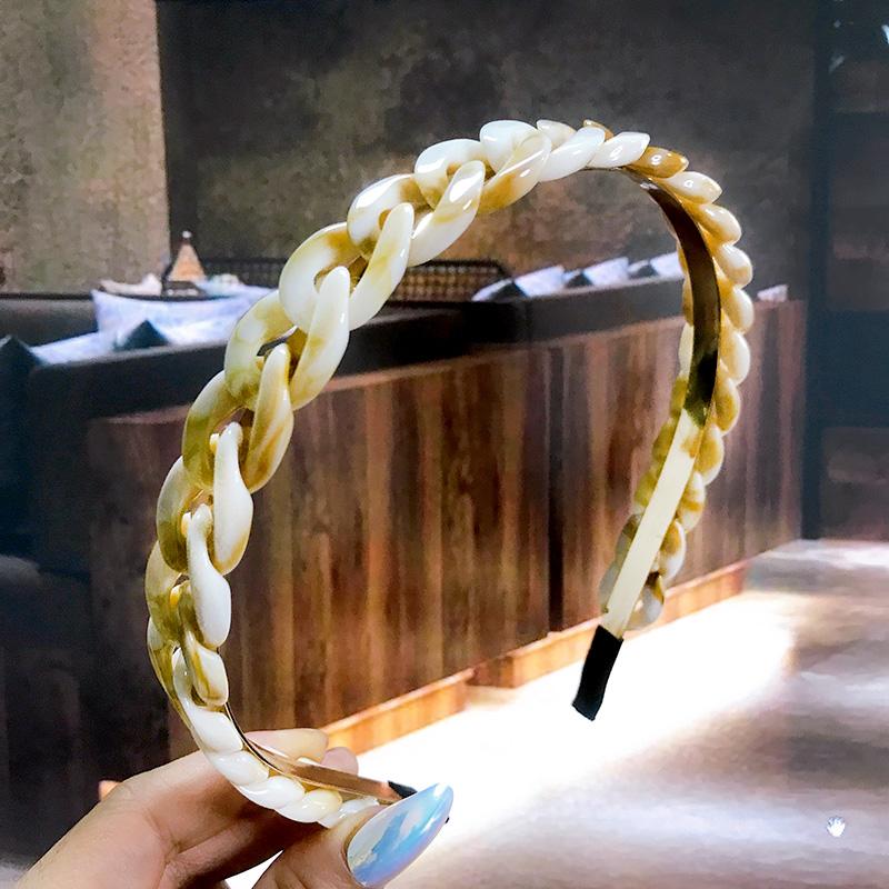 New  Acetate Chain Gold Silver Bezel Hairbands Women's Accessories Vintage Fashion Girls Headband Hoop Femme Hair Ornaments