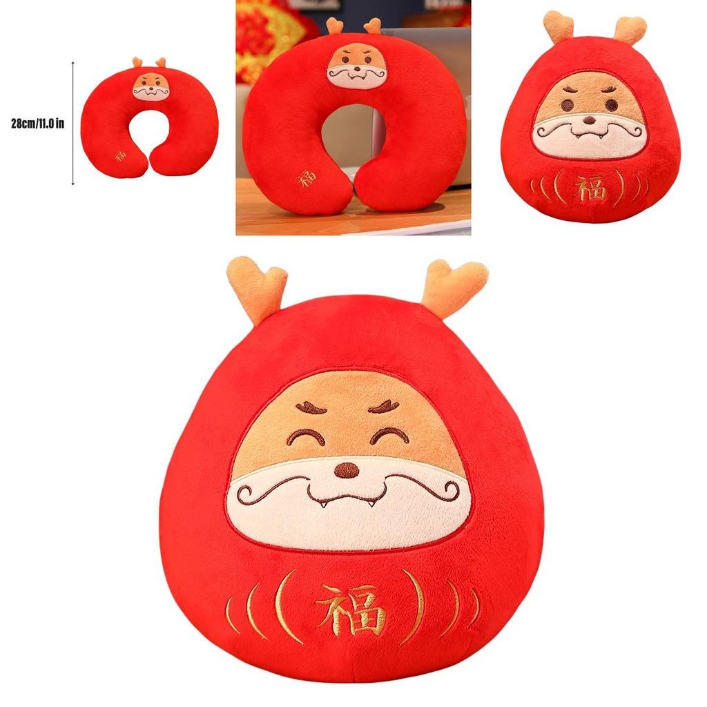 Adorable Dharma Dragon Stuffed Animal Red Dragon New Year Dragon Of Fortune Dragon Plush Neck Pillow