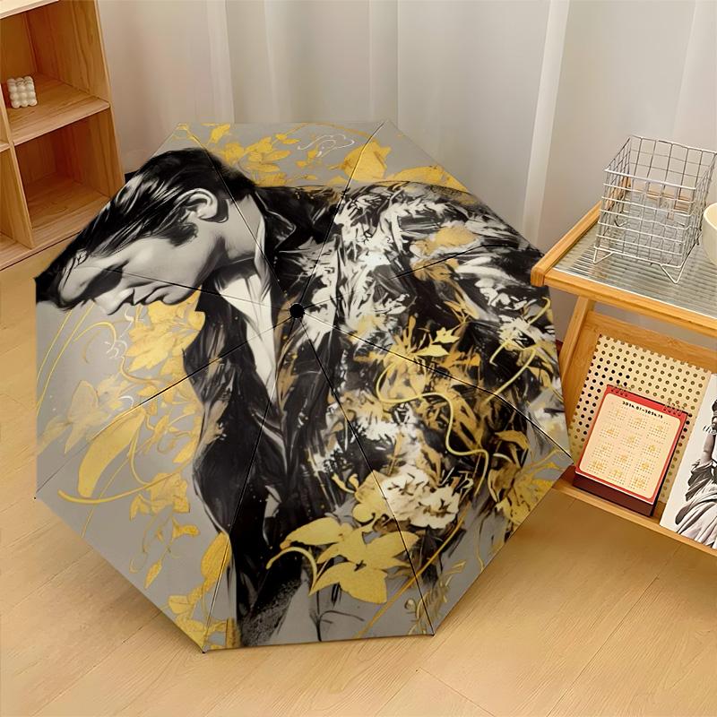 Elvis Presley Print 8?Ribs Automatic Umbrella Wind Resistant Lightweight Folding Umbrella For Outdoor Travel