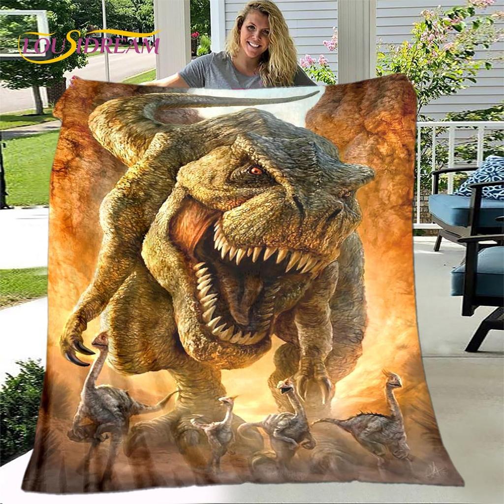 New Cartoon Jurassic Park Blanket,Flannel Blanket Throw Blanket,Soft Warm Blanket for Living Room Bedroom Beds Sofa Decor Gift